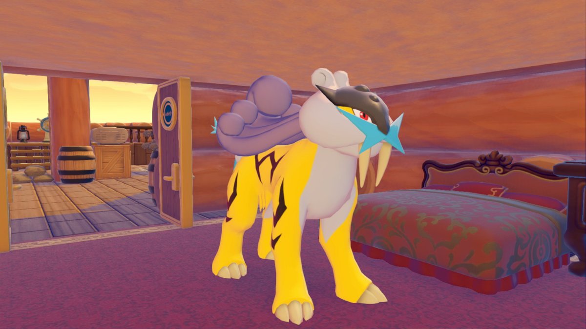 TheChrisPranger's tweet photo. I have played just a little (100+ hours) of #Pokopia. Here's my current favorite creation, a ship with a fully stocked cargo hull and a few obvious inspirations to other great ships. Captain Raikou welcomes you aboard! https://t.co/HGzBpwIM21