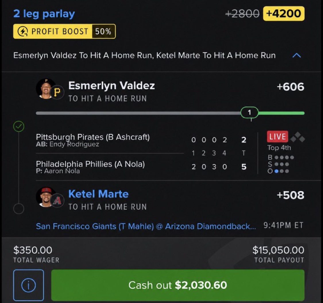 XTREMEPICKf's tweet photo. One home run away from a massive payday… are you sweating this or staying calm? 😅⚾️
@Playbook https://t.co/PPTb7cUpDd