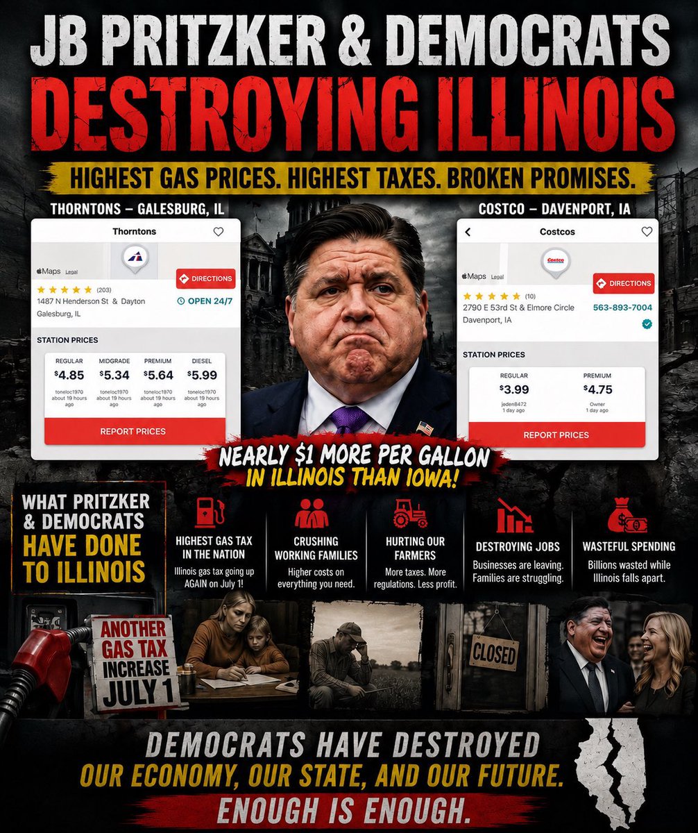 TerryMu97456187's tweet photo. @Chicago1Ray How the hell can anyone vote for Pritzker?  Pritzker has killed business in Illinois.  
Higher taxes are guaranteed.  No tax cuts are guaranteed.  
VOTE RED - Remove Every Democrat https://t.co/6AmZDLyfFw