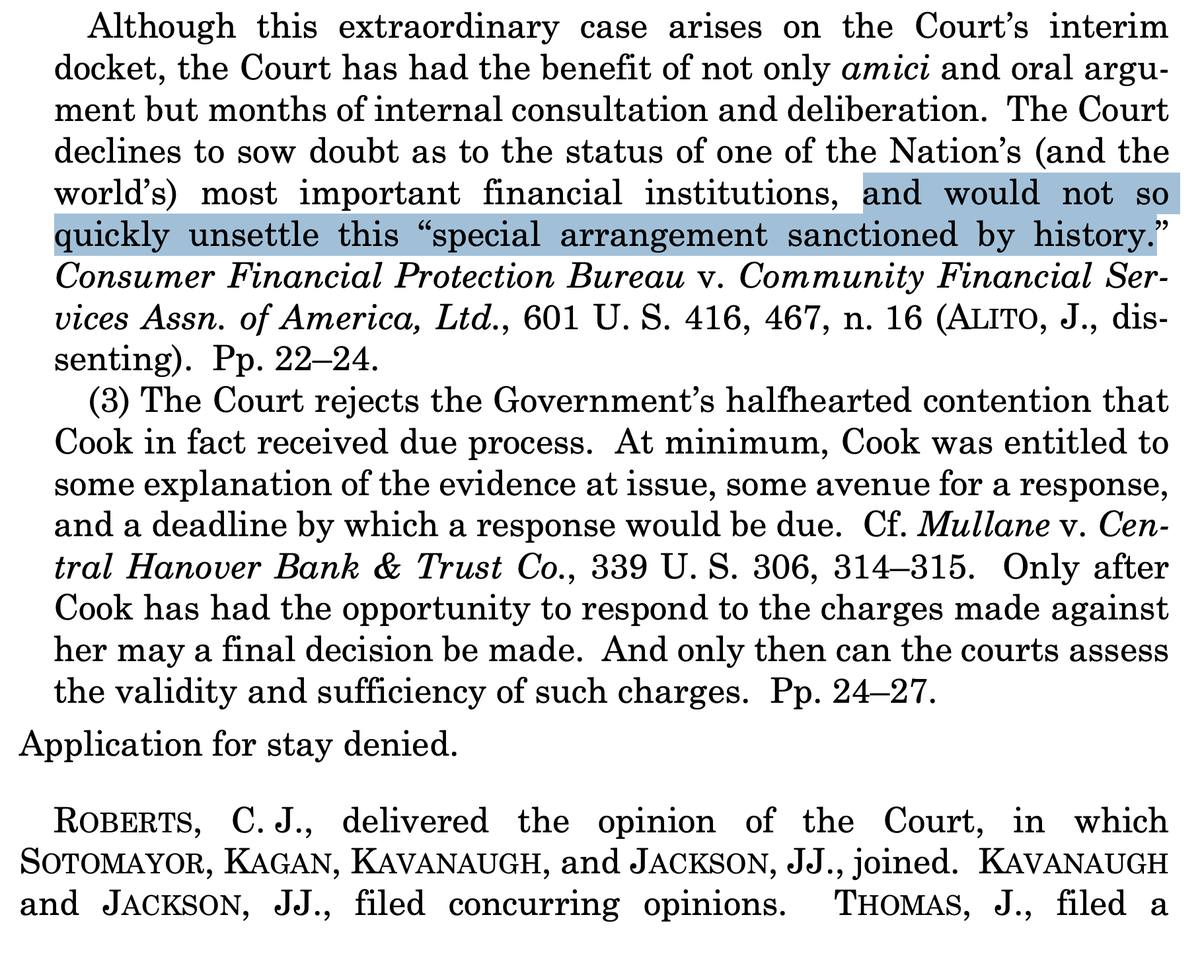 thevivafrei's tweet photo. SCOTUS RULINGS UPDATE AND ANALYSIS: 

You want to know what "motivated reasoning" looks like?

2 Supreme Court decisions today. One on "Same Day" election, the other on Trump's Executive Authority to fire - FOR CAUSE - an alleged criminal on the fed.

In order to get out of the "same day" voting, the Court (under Amy Coney Barrett) dispenses of 200 years of history and precedent by saying "...statutes do not ‘tra[p] in amber’ every contemporary practice on the same subject matter." Ex. 1.

When it comes to denying Trump the authority to fire - FOR CAUSE - an alleged criminal on the fed, they write: "and would not so quickly unsettle this "special arrangement sanctioned by history." Ex. 2.

This is the definition of "motivated reasoning". 

When you want to get to your desired conclusion of counting ballots for 5 extra days, you disregard 200 years of precedent and history.

And when you want to get to your desired conclusion of denying the Commander in Chief the ability to fire - FOR CAUSE - you invoke 100+ years of history and precedent. 

Rubbish.

Judicial cowardice.

Judicial corruption.

Thy name is Barrett and Roberts.