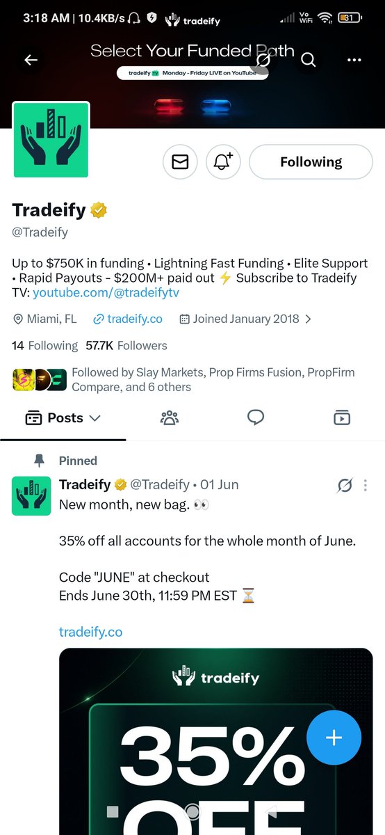 th_e_on_e's tweet photo. @BrettSimba @Tradeify @arcninetrading Looking Great https://t.co/O6oFS6uyvp