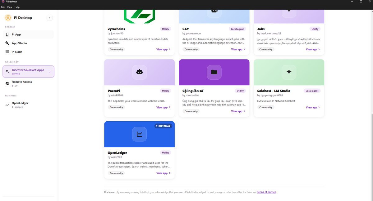 WaeliaMe's tweet photo. This is exactly what we mean when we talk about a 'breakthrough' in the ecosystem, guys, SoloHost is truly insane! Regarding the Host applications being added beyond the Hermes AI agent more were added on the second day as we discussed

The Core Team has now added the @openmind_agi Fabric application. This application provides a hybrid cloud computing environment that allows you to run AI modules (like the om1 module) and compute runtimes directly on your own node. As we know, OpenMind is deeply integrated with Pi Network, which is already an investor in the project.

Furthermore, for the @OpenPayTeam ecosystem, a block explorer has been launched, allowing users to track network transactions happening within its ecosystem.

And imagine, there is also an application called Zyrachains that syncs prices and provides oracle contracts yes, an oracle, everyone! The subject has gone beyond the conventional, this is not just a breakthrough, it is a complete transformation. This is even putting aside the expansion seen with Pi Verify and Pi Sign-in, all these applications were added in just two days. Can you imagine?

The updates are still ongoing, and as we told you: Pi2Day is not the end, it is just the beginning of seeing a completely different Pi Network. Do not worry, the big thing we have been waiting for is coming
@PiCoreTeam #PiNetwork