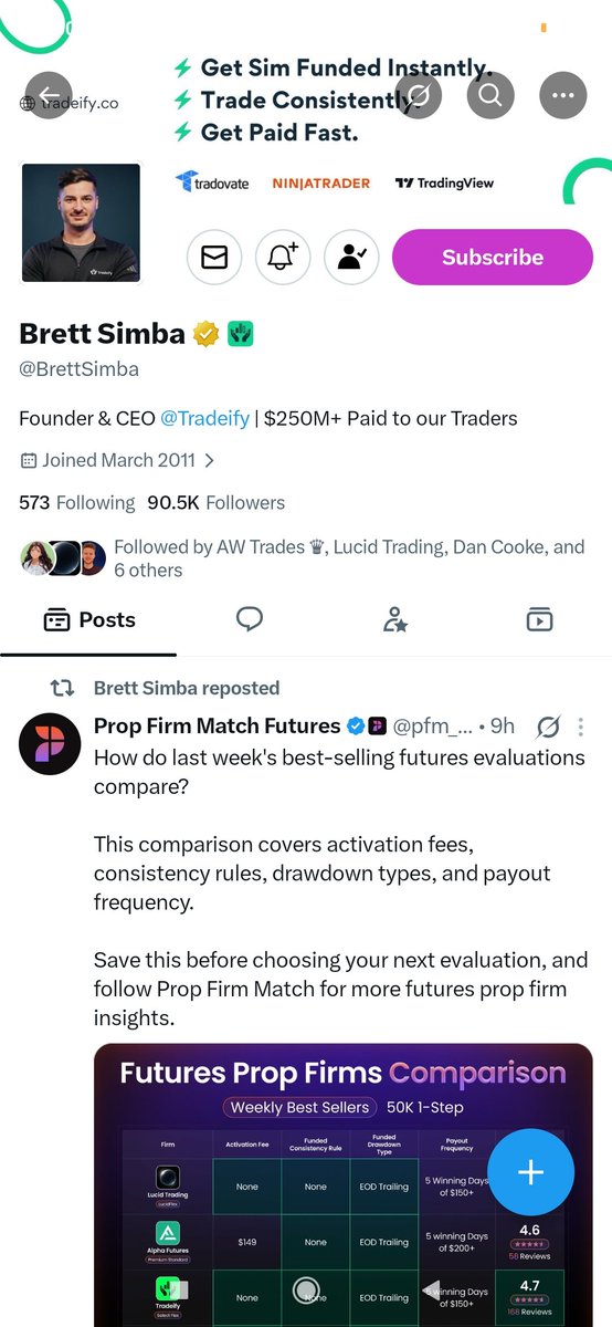 th_e_on_e's tweet photo. @BrettSimba @Tradeify @arcninetrading Looking Great https://t.co/O6oFS6uyvp