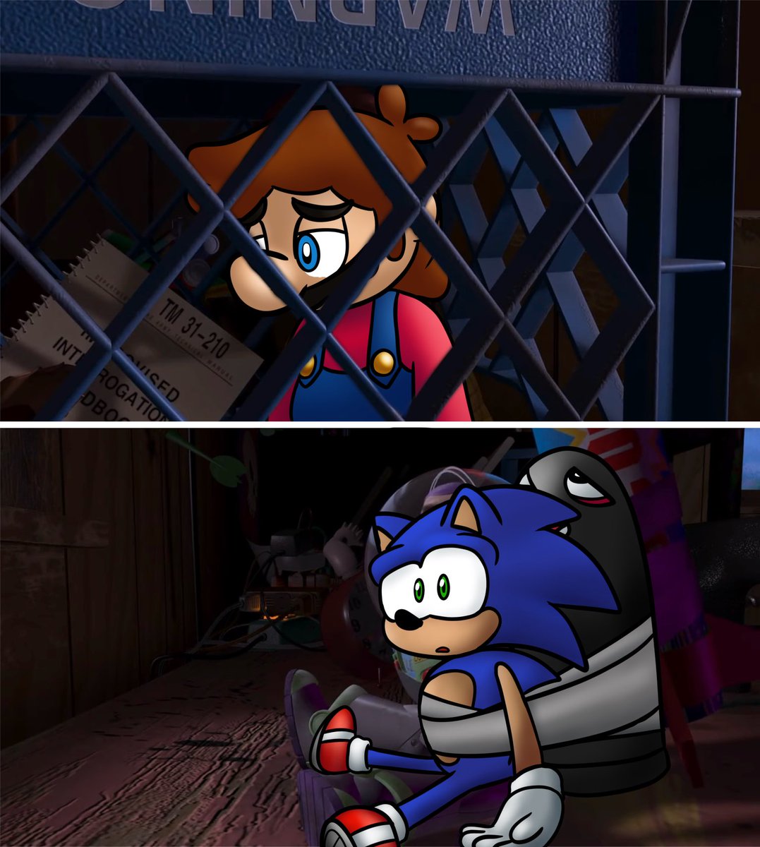 HipStar1985's tweet photo. “as a matter of fact, you’re too cool.”
“why would andy want to play with me, when he’s got you.”

#mario #sonic https://t.co/Ean7qNe9zp