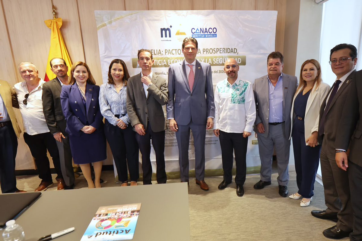 octaviodlatorre's tweet photo. La Ruta Nacional por la Prosperidad, la Justicia Económica y la Seguridad sigue avanzando, sumando voluntades y construyendo alianzas en todo el país. 🇲🇽🤝

Hoy dimos un paso más desde Morelia, donde tuve el honor de firmar este compromiso junto al presidente municipal, Alfonso Martínez Alcázar, y a CANACO SERVYTUR Morelia, convencidos de que el desarrollo económico requiere entornos de confianza, legalidad y colaboración.

Con la incorporación de Morelia como la cuarta ciudad en sumarse a esta iniciativa, seguimos consolidando una agenda nacional que impulsa la seguridad, la simplificación administrativa, la competitividad y el fortalecimiento de las empresas familiares y las MiPyMEs.

Estoy convencido de que cuando autoridades, sector empresarial y sociedad trabajan con una visión compartida, es posible construir comunidades más fuertes, con más inversión, más empleo y mejores oportunidades para todas y todos.

#UnidosEnAccionesPositivas