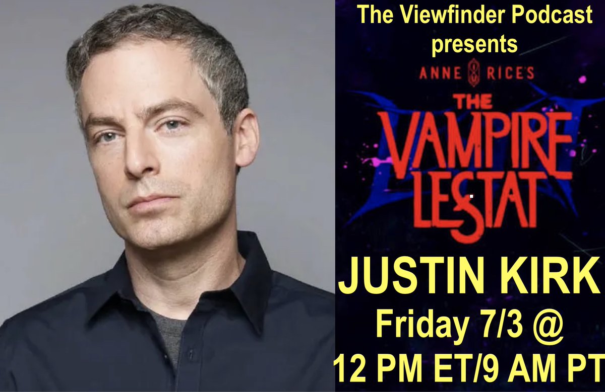 filmwritr4's tweet photo. Join @ViewfinderPod this Friday at 12 PM ET/9 AM PT as we bring you a conversation with the legendary Justin Kirk (a.k.a. Raglan James on @AMCsAnneRice)! Watch it on YouTube, and hear it on Spotify, Apple Podcasts, or wherever you get your shows! #JustinKirk #TheVampireLestat https://t.co/QjZt67tERd