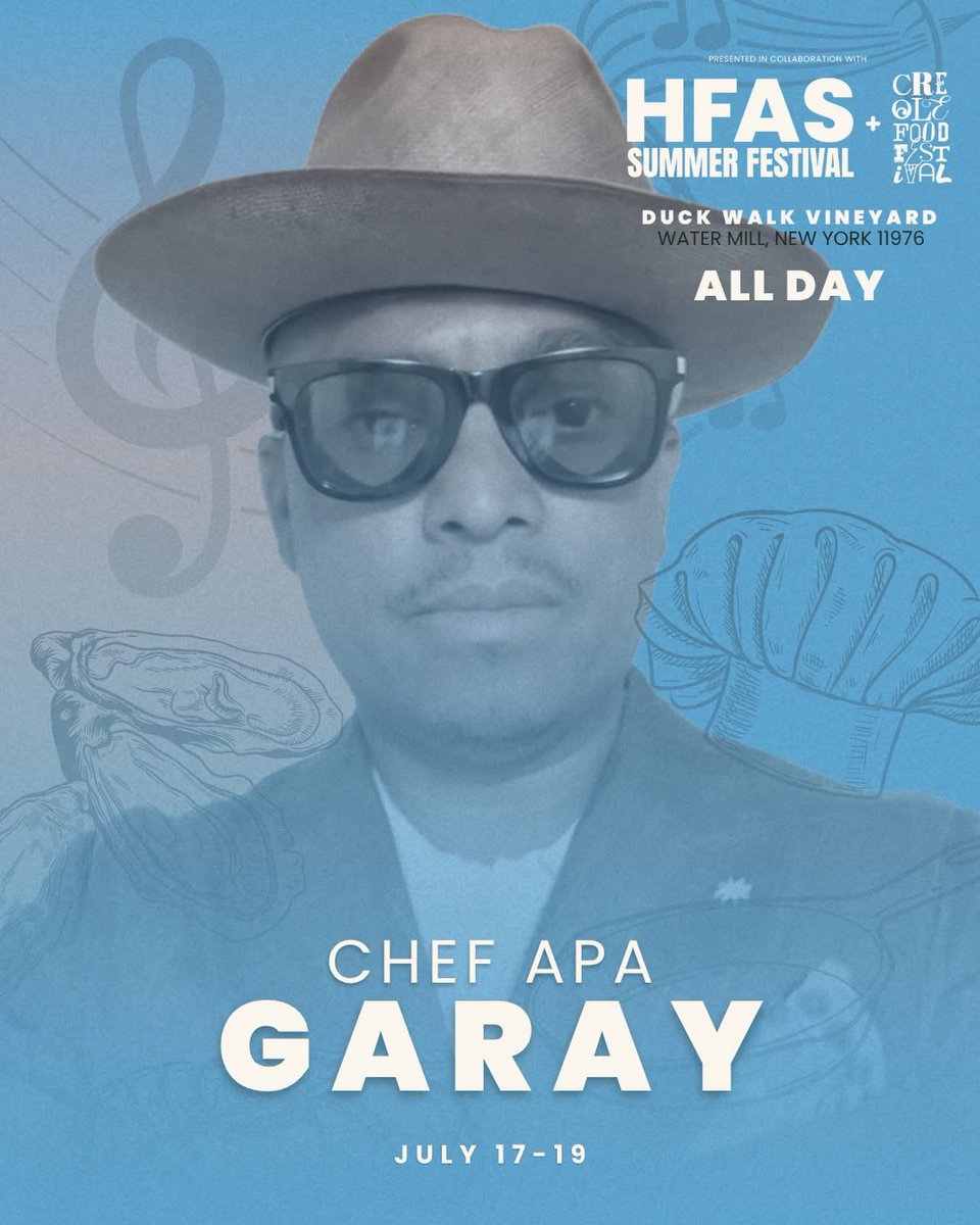 harlemfinearts's tweet photo. Introducing Chef Apa, a culinary creative whose passion for food brings people and cultures together.

July 17–19, 2026 
Duck Walk Vineyard. Water Mill, NY

https://t.co/E5jKADzdUp 

#HFASSummer #HFASSummerFestival #BecomeTheMoment https://t.co/4jHsRUcDkB
