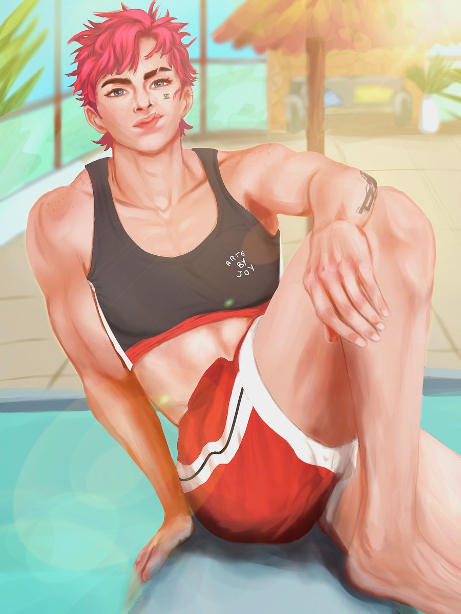 spritenine's tweet photo. I hv been wanting to draw some more realistic loose brush-kind of- style for a while.
So here is Pool Vi 🌊😎
 i'm gonna post the other versions on insta @/artebyjoy 😊 https://t.co/XMMm8QddzB