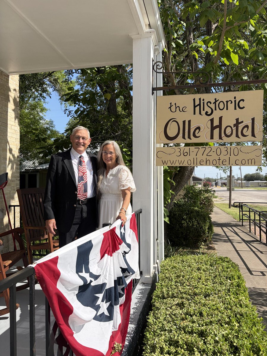 Goose4texrep's tweet photo. With my wife, Kathryn, at the Historic Ollie Hotel in downtown Flatonia.

When the opportunity came to help preserve this special place, Kathryn convinced me it was the right thing to do. She was right.

She’s my best friend, my biggest supporter, and the reason I’m known as “Hotel Maintenance”