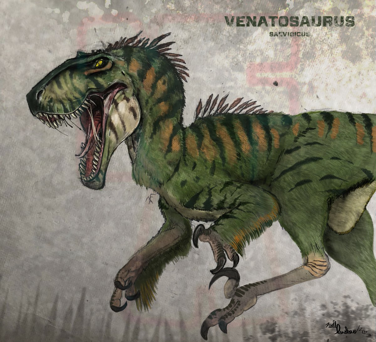 NeilFinnArt's tweet photo. Been seeing tons of  Venatosaurus art in my feed. Have to contribute. https://t.co/UHA4OflAU9