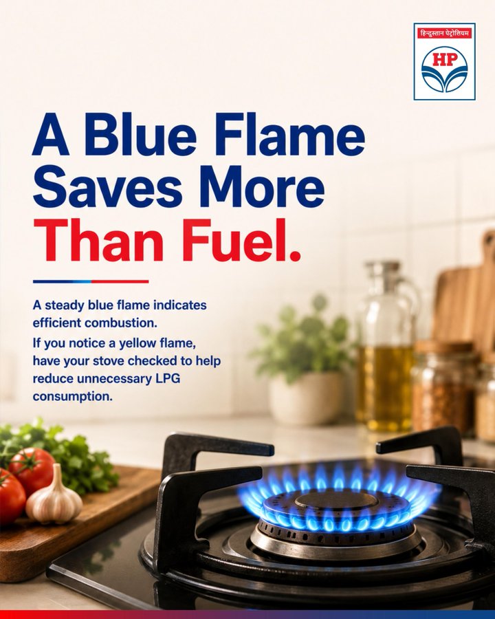 AlroAnantapur's tweet photo. A-37
A blue flame is a sign of efficient cooking and smarter fuel usage.  A steady blue flame indicates complete combustion, helping your stove perform at its best while reducing unnecessary LPG consumption. If you notice a yellow or orange flame, it may be time to get your stove serviced to improve efficiency and ensure safe operation.  Regular maintenance and simple checks can help you save fuel, enhance safety, and make every cylinder last longer.

@HardeepSPuri

@PetroleumMin

@TheSureshGopi
@Secretary_MoPNG
@neerajmittalias 
@HPGAS_HQO 
@HPGas_Hyd_LPGRO 
@pranaw_hpcl
#HPCL #HPGas #BlueFlame #LPGSafety #EnergyConservation