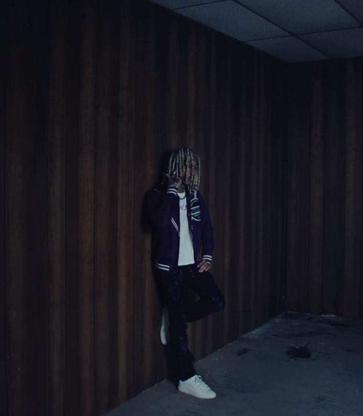 freebillin's tweet photo. Prettifun in his newest music video “Nobody” wearing Hysteric Glamour Vintage Wool Stadium Jacket (2026). https://t.co/KxBRPCLOQw
