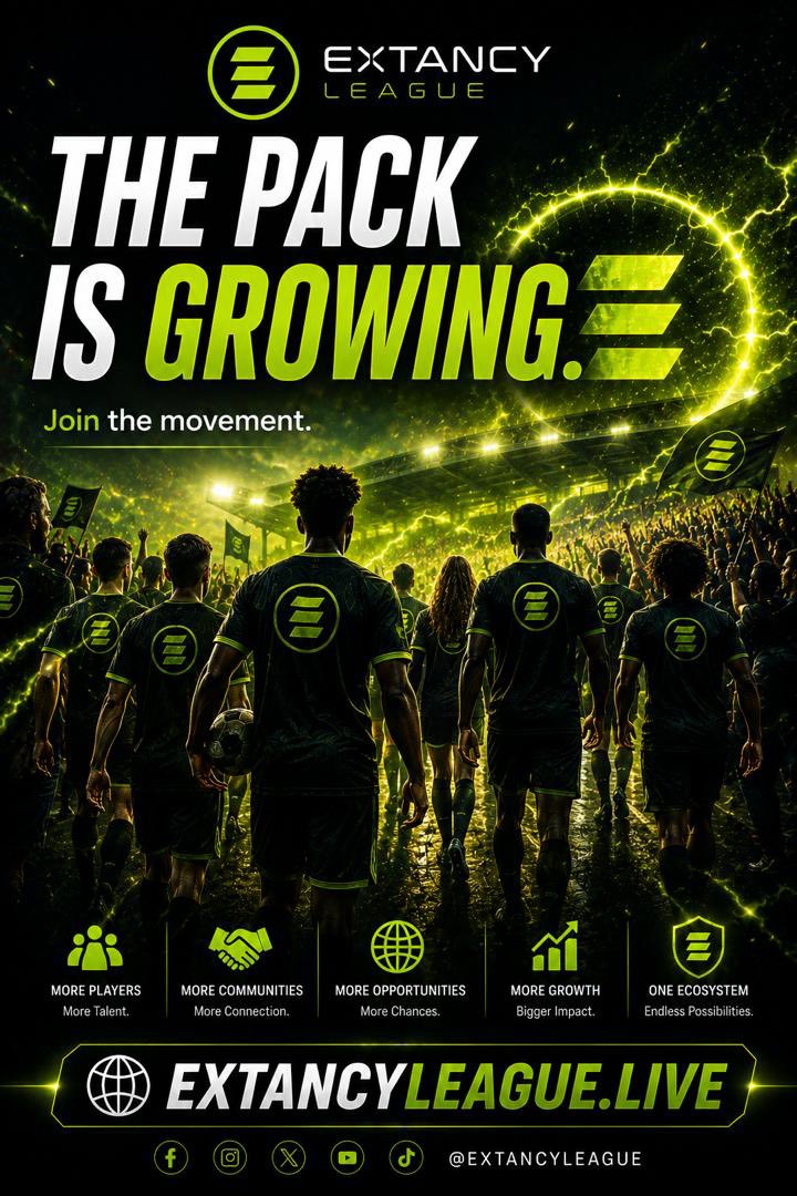 EXTANCYUPDATE's tweet photo. TALENT DESERVES VISIBILITY.
Supporting:
Opportunity changes everything.
https://t.co/m3pFDv6LWy
#EXTANCY #FootballCommunity #TalentIsEverywhere #ExtancyLeague #JoinThePack #Exttoken https://t.co/tOhXl3HbBV