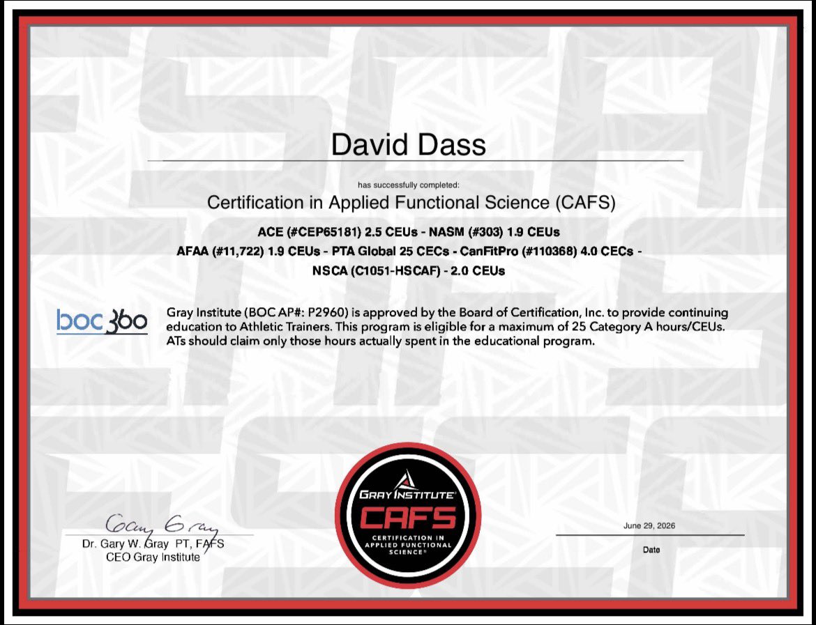 daviddassgolf's tweet photo. Certification in Applied Functional Science complete https://t.co/8Pb4U40bxT