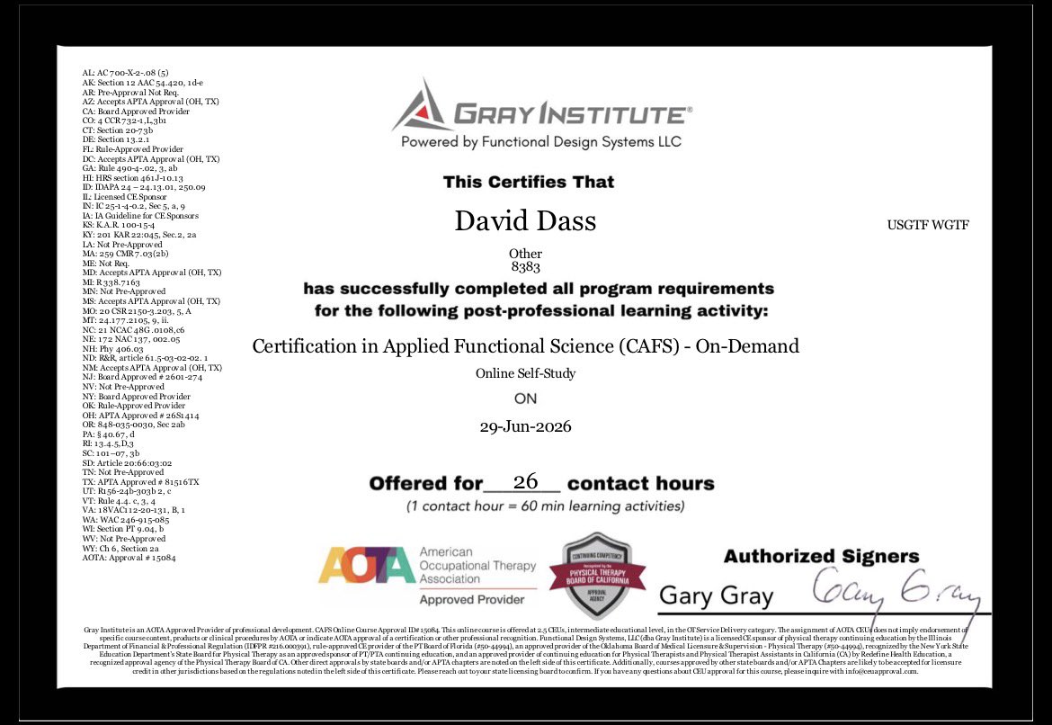daviddassgolf's tweet photo. Certification in Applied Functional Science complete https://t.co/8Pb4U40bxT