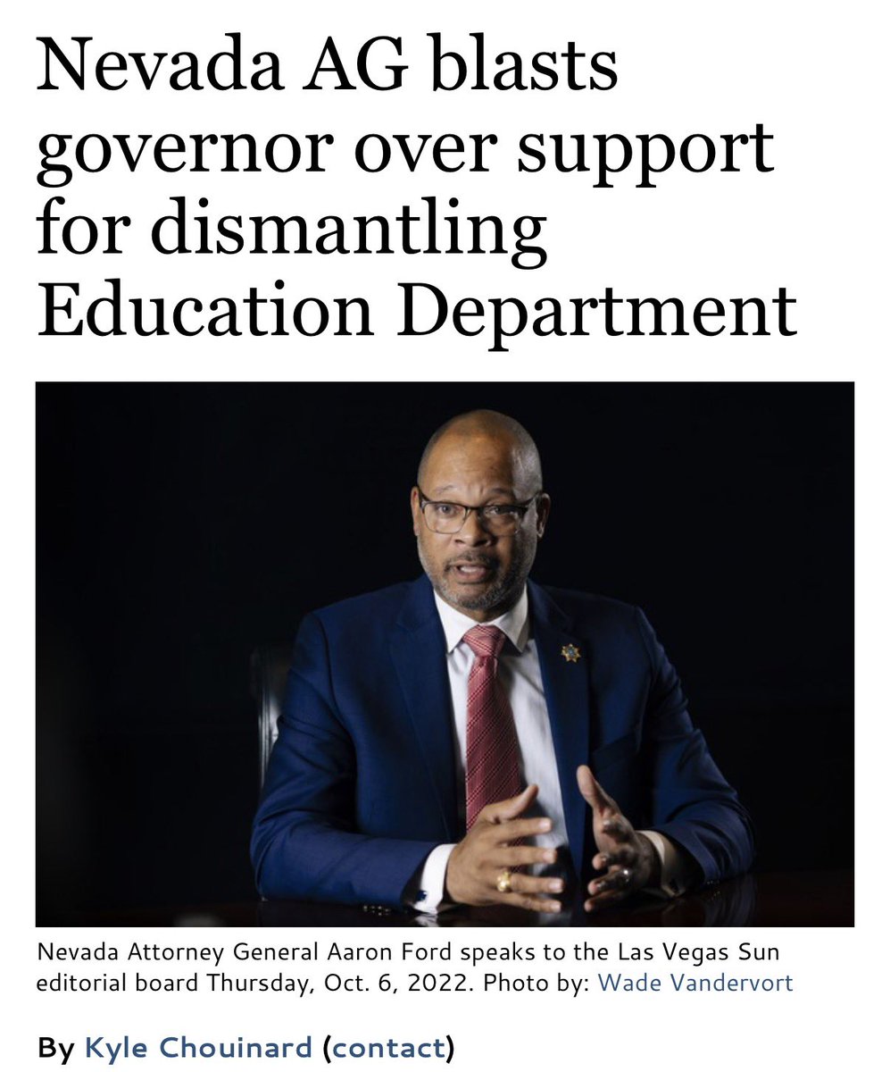 AaronDFordNV's tweet photo. .@JoeLombardoNV may support dismantling the Department of Education and defunding public schools, but I don’t. 

That’s why I sued to save the $1 billion DOE sends Nevada each year — and won. https://t.co/N1heLREk9z