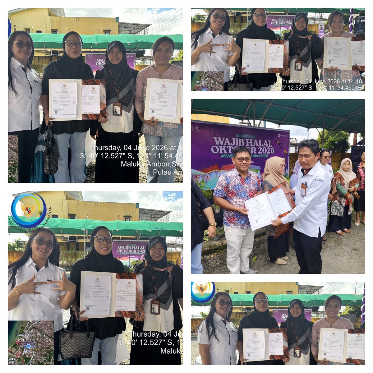 AnethLouhenape2's tweet photo. Kamis(04/06/2026)Agnetha Louhenapessy, Luhkan Kota Ambon,Penyerahan Sertifikat Halal secara simbolis oleh Kepala BPPP Ambon dan BPJPH Provinsi Maluku kepada Poklahsar Lele 3 Putri dan Sambal Cumi. Juni 2026.
#GiatLuhkanSatminkalAmbon
@bppsdm_bp3ambon
@bppsdm_pusluhkp
@bppsdm_kp https://t.co/WVycFBiFOM