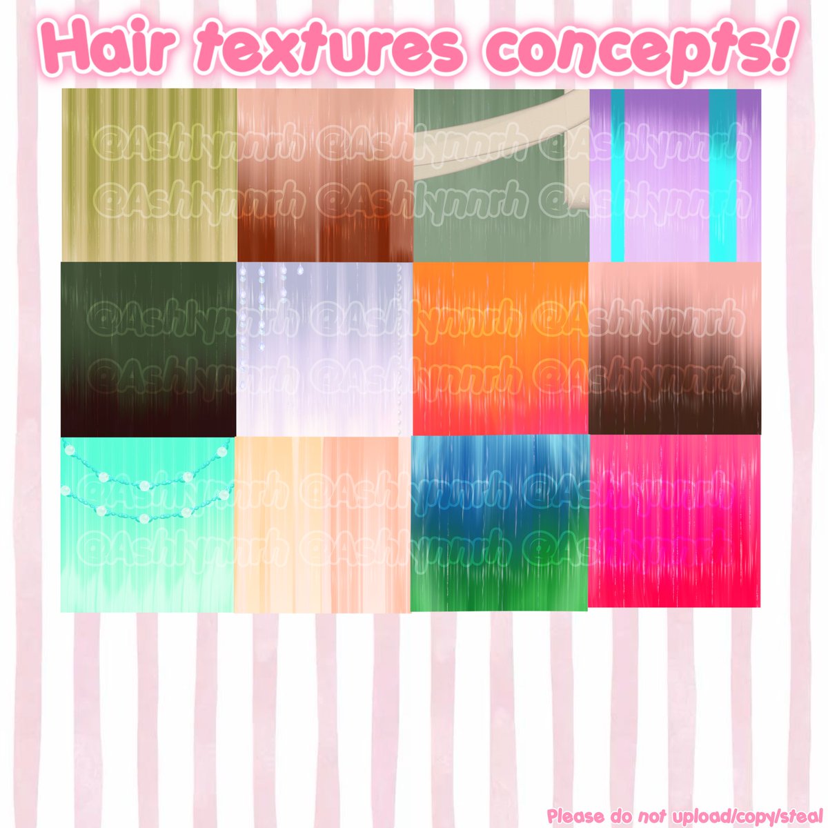 Ashlynnrh_'s tweet photo. Hii !! ✨
I worked super hard on these hair textures &amp; love em sm!! 

What’d you guys think?
My personal fav is the jelly fish one 👀 https://t.co/tahDloUFb9