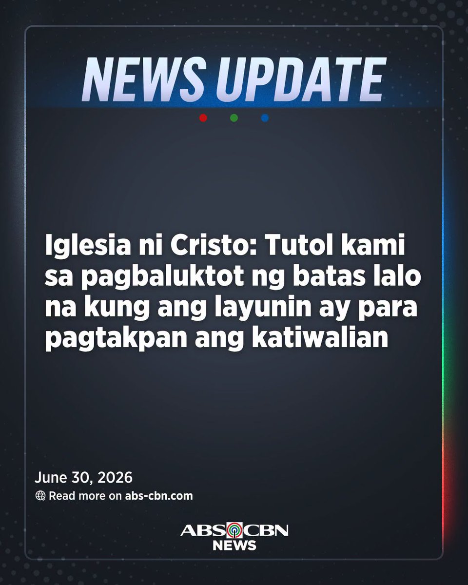 ABSCBNNews's tweet photo. UPDATE: Tinutulan ng Iglesia ni Cristo (INC) ang posibleng pagsasampa ng kaso kay Senador Rodante Marcoleta.

Sa pahayag na binasa ni INC Spokesperson Edwil Zabala, sinabing ito ay "pagbaluktot sa batas" na ang layunin ay "pagtakpan ang katiwalian."

Kinuwestiyon din ng INC ang nakaambang pagsasampa ng kasong plunder laban kay Marcoleta, gayong ang senador anila ang nagsulong sa pagsisiwalat ng katotohanan patungkol sa flood control projects.

"Kahit ipakulong nila si Sen. Marcoleta ay hindi kami titigil sa paghingi ng katarungan para sa mga kababayan natin na ninakawan," pahayag ng INC.

Kaugnay na ulat: https://t.co/UrbtUztITx