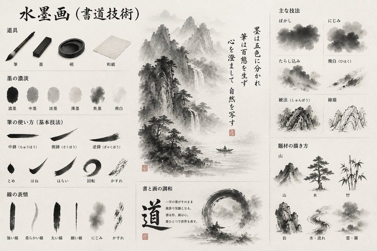 命を吹き込む水墨画風のセカイ 書道という名の水墨画 #ChatGPT
