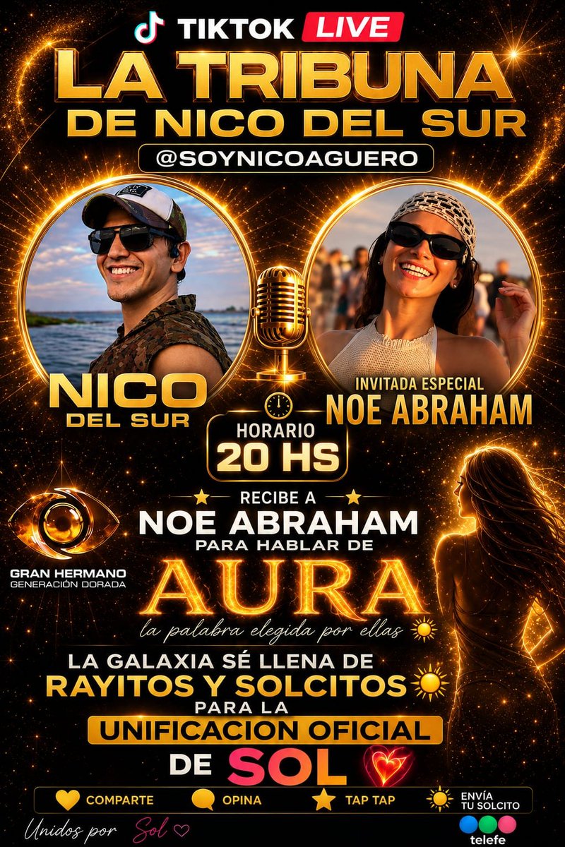 AgNico13's tweet photo. MAÑANA 30/06 ❤️‍🔥 #GranHermano @NoeAbrahamOk @SolangeAbraham @UnificacionSol_ 

Los esperamos !!! ❤️‍🔥☀️💋 https://t.co/9A3KZx4HwJ