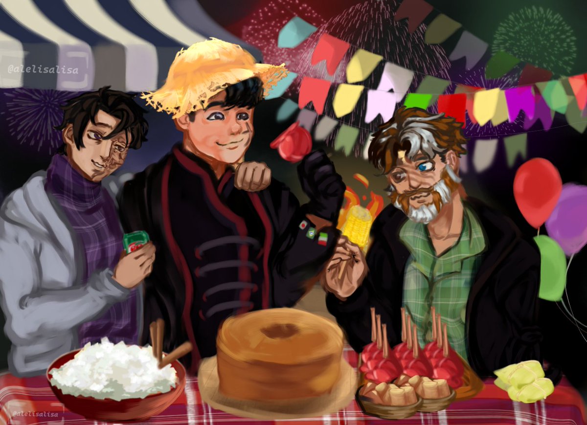 Alelisalisa's tweet photo. Os agentes também merecem festejar! #ordemparanormal #fanart #saojoao https://t.co/mZgNiongMt