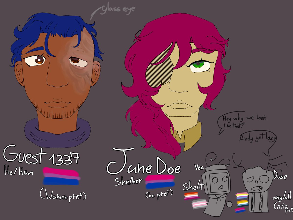 Andieydellart's tweet photo. #guest1337 n #janedoe my beloved! And  #veeronika n #dusekkar except that I got lazy and idc that much about em 😭 https://t.co/rkZ3A1mDzI