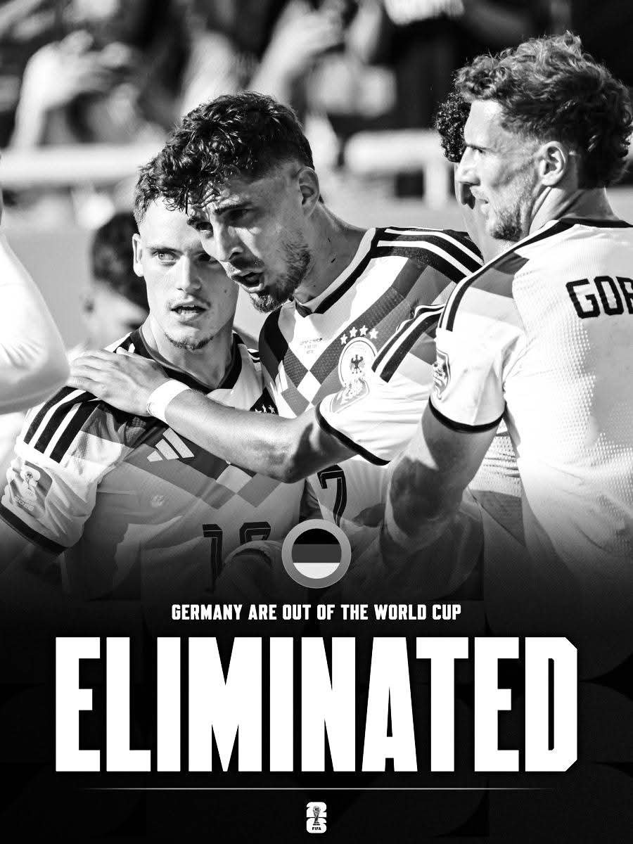 iampaid2exist's tweet photo. ▪️2014: Champions 🏆
▪️2018: Group stage ❌
▪️2022: Group stage ❌
▪️2026: Round of 32 ❌

Germany haven’t been the same at the World Cup since they won it in 2014 😬
They keep on taking shortest route home 

#germany 
#Germania  #worldcup #FIFAWorldCup #football #footballfans https://t.co/sqWHHygh2w