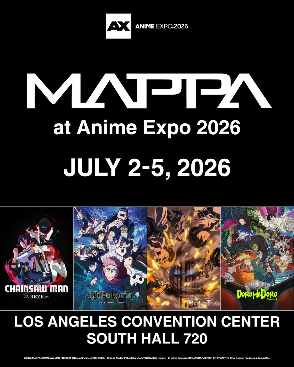AX2026】#MAPPA 新情報 📢 ＼ Anime Expo 2026 にMAPPAブース出展