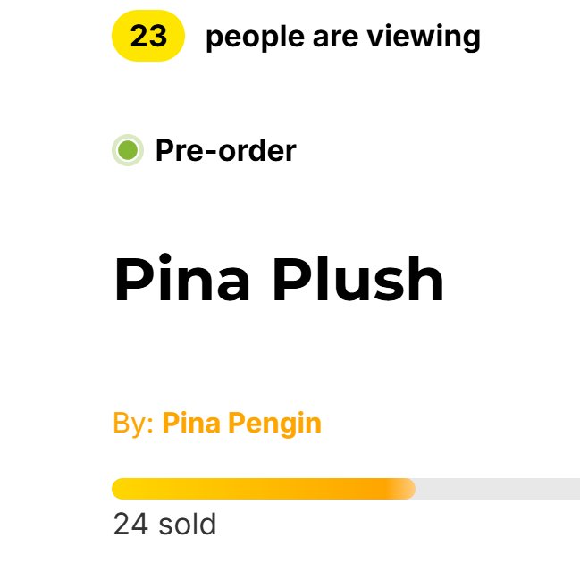 PinaPengin's tweet photo. It's only been 24hrs and we already have 24 orders!! 🥺💛
Thank you PenPals!! Can't wait to see #PinaMerch be filled with plushies once it's available! https://t.co/ckNInbXlg9