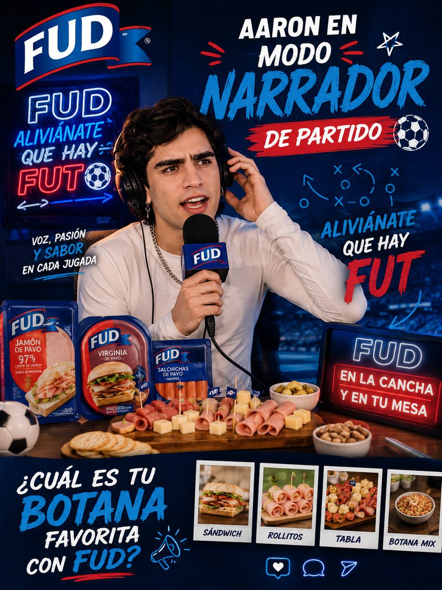 AnniDecora's tweet photo. Ya estamos en #2, y Aaron en modo Narrador nos pregunta cual es tu botana favorita con Fud para el fut??

DISFRUTA FUD CON AARON
#AlivianateQueHayFut https://t.co/8lEsvKKLgY
