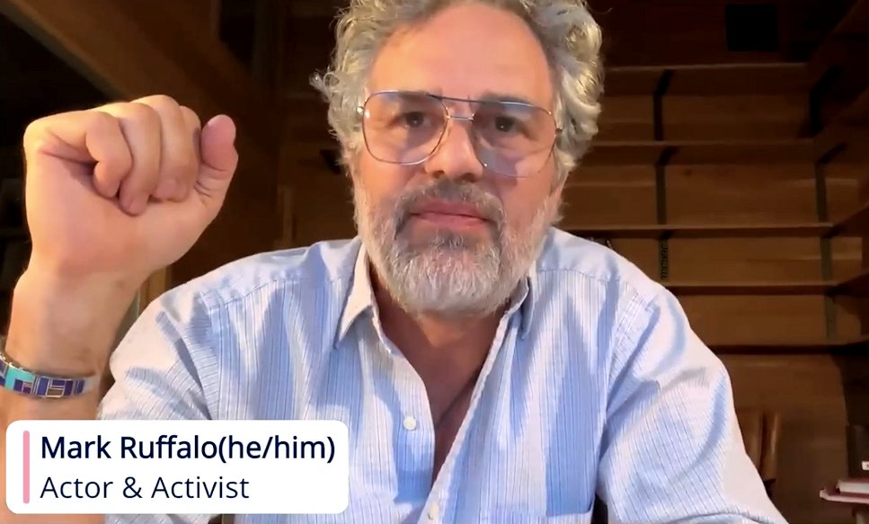 Jedi_Jill's tweet photo. A couple of caps from tonight's Pride is Power call. I had to include one that shows off his pretty bracelet. Love it! ๐๐๐ Mark Ruffalo #MarkRuffalo #GoMark https://t.co/z3JIADWcR4