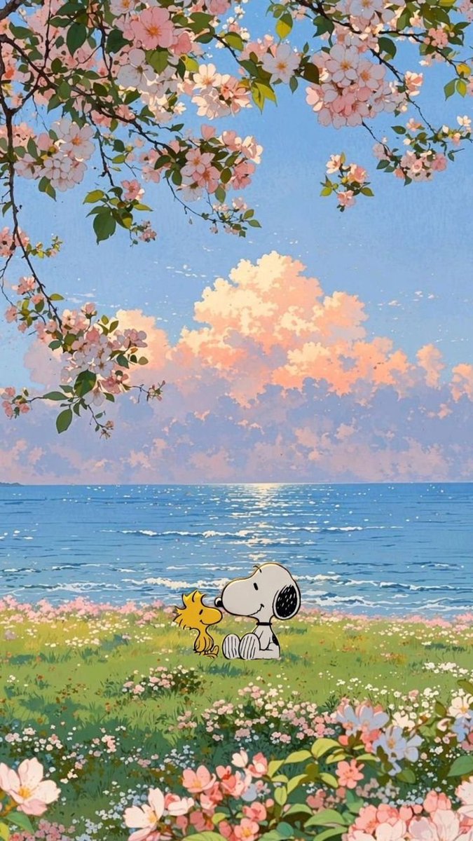 SnoopyWallpaper's tweet photo. Snoopy &amp; Woodstock by the Sea https://t.co/5aa9m2Ng1M