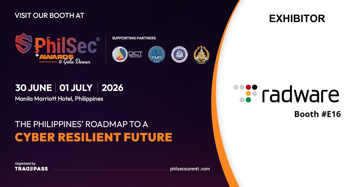 radware's tweet photo. Join Radware at Booth E16, PhilSec 2026, to boost cyber resilience with AI-powered security. Learn more: https://t.co/99ZdFzsavP 

#PhilSec2026 #Cybersecurity #Philippines #InfoSec #Radware #APIProtection #AISecurity https://t.co/3oMmT4QO1X
