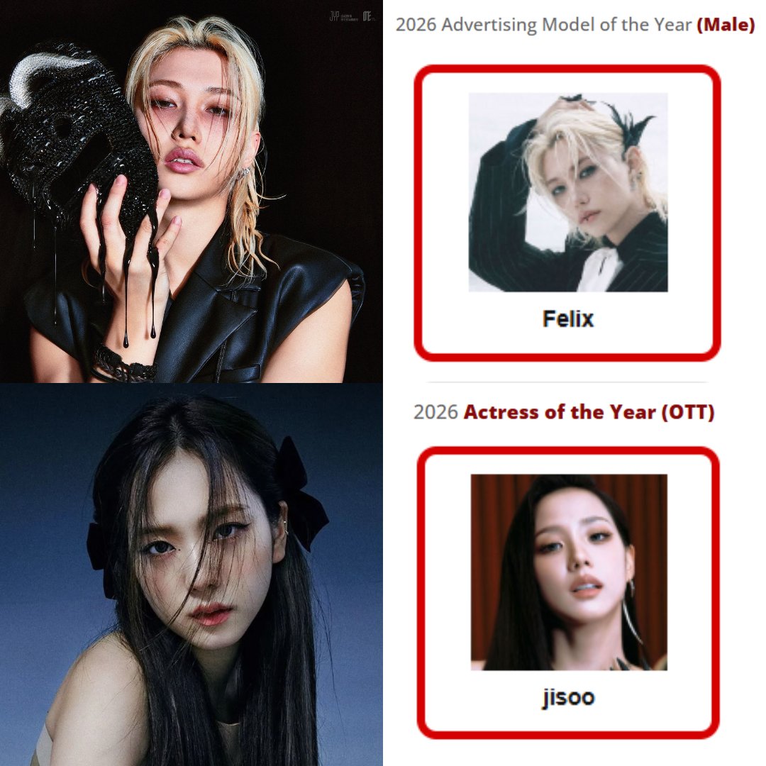 FLXCentral's tweet photo. [📢] VOTING COLLABORATION

We're excited to announce a 2026 Brand of the Year Awards voting collaboration with @KIMJISOOVT ! ✨

Pixies and Stays vote for Jisoo in the "2026 Actress of the Year (OTT)" category 
in return, Sooyas and Blinks will vote for Felix in the "2026 Advertising Model of the Year (Male)"

🎯Goal : 100 proofs in the replies
🔹 Voting Period:  June 29, 2026 – July, 12 2026 11:59PM KST
Vote 🗳️ https://t.co/YT9ajjazpc

#JISOOxFELIX_BOTY2026