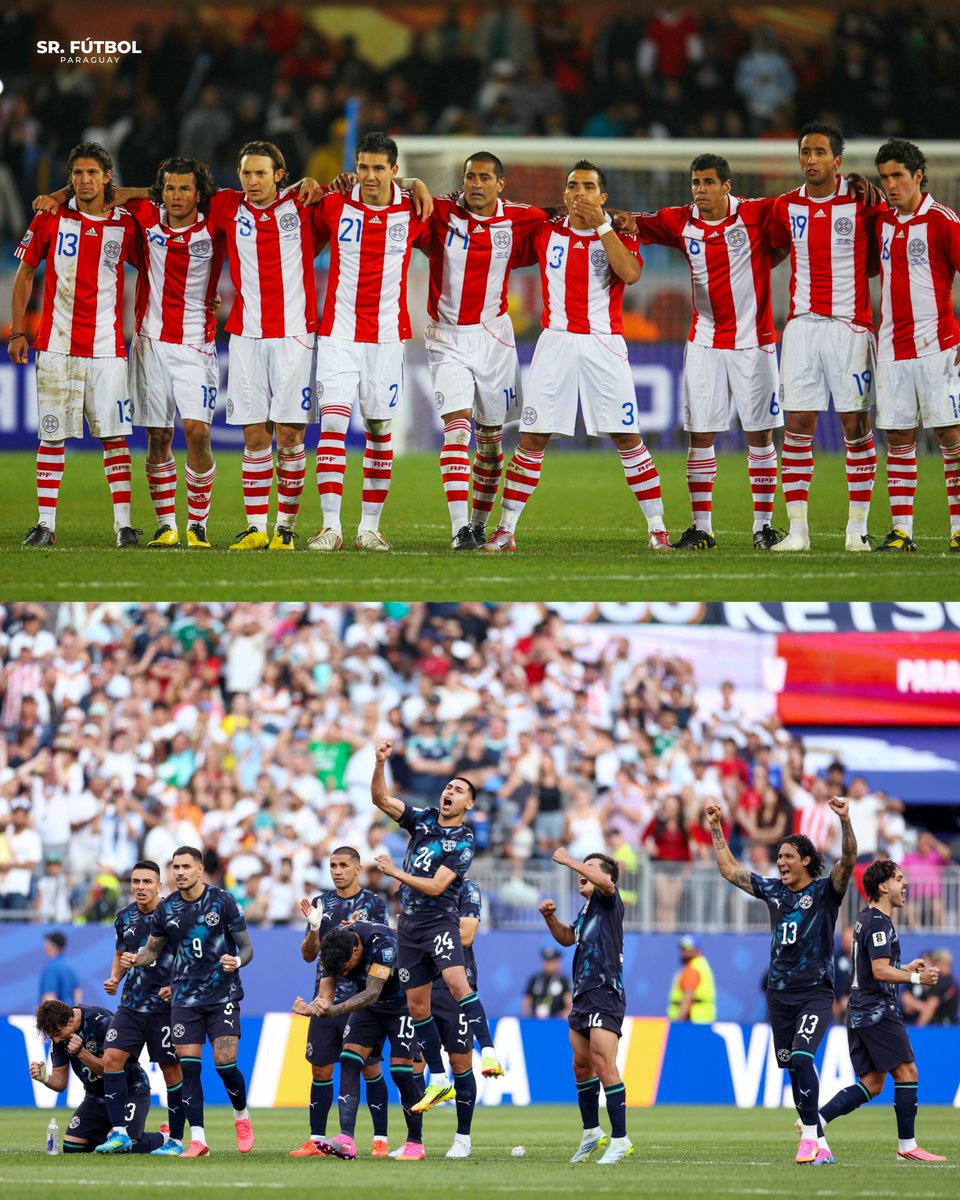 SrFutbolPy's tweet photo. No existen las casualidades. 16 años exactos de diferencia entre una imagen y otra. Paraguay haciendo historia desde la tanda de penales en una Copa del Mundo.

❤️🇵🇾 𝐕𝐎𝐋𝐕𝐈𝐌𝐎𝐒. https://t.co/DWghHDbDdW