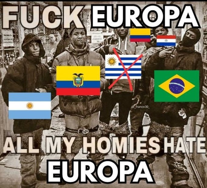 CentralDoBrega's tweet photo. América do Sul x Europa na Copa do Mundo:

- 🇵🇾 Paraguai 1 x 0 Turquia 🇹🇷
- 🇦🇷 Argentina 2 x 0 Áustria 🇦🇹
- 🇧🇷 Brasil 3 x 0 Escócia 🏴󠁧󠁢󠁳󠁣󠁴󠁿
- 🇪🇨 Equador 2 x 1 Alemanha 🇩🇪
- 🇺🇾 Uruguai 0 x 1 Espanha 🇪🇸
- 🇨🇴Colômbia 0 x 0 Portugal 🇵🇹
- 🇵🇾 Paraguai 1 (4) x 1 (3) Alemanha 🇩🇪 https://t.co/0S5JqcxzgA