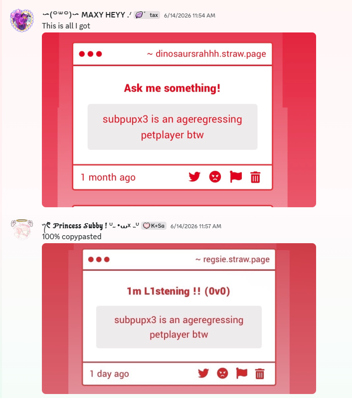 subpupX3's tweet photo. @KazooJellyz ohmygod i went through the same thing for another false reason😭 hope you're doing alright https://t.co/WiyoqUMO76