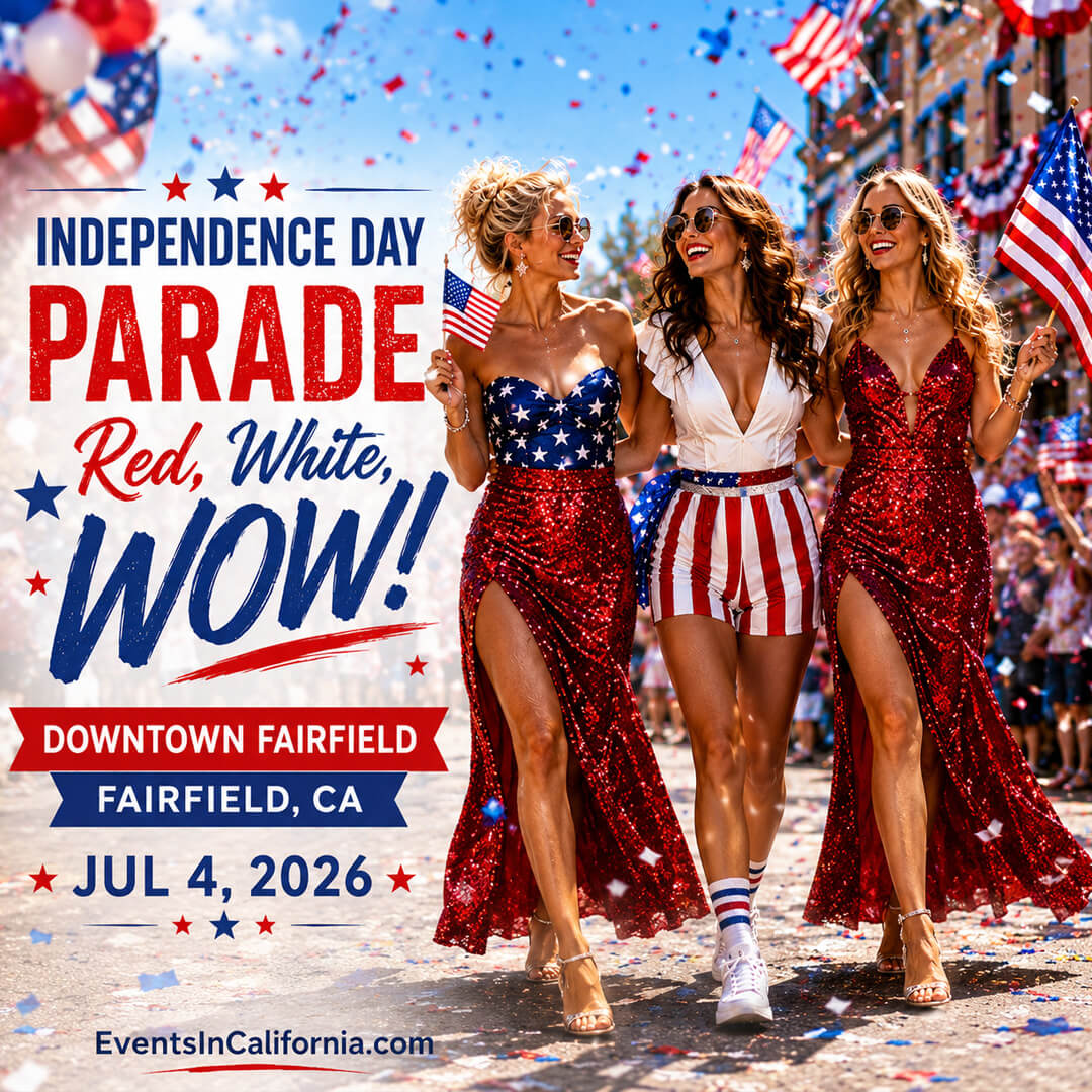 EventsInCali's tweet photo. https://t.co/sWjNbLLWm1

Independence Day Parade, Red, white, WOW, Downtown Fairfield, Fairfield, CA | Jul 4, 2026

#DowntownFairfield #Fairfield #IndependenceDayParade #Red #SanFrancisco #Solano #White #WOW #ChildrenandFamily #Festivals #FoodDrink #IndependenceDay #Music #Party https://t.co/Cdb1WelmP6