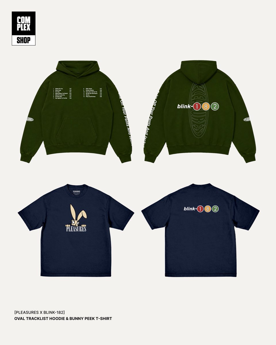 complex_shop's tweet photo. Take Off Your Pants and Jacket turns 25 and Complex LA is having a major pop up to celebrate with @blink182 . The pop up collection includes exclusive merch and collab apparel with @pleasures_now 

July 1st - July 3rd
11am - 7pm
433 N Fairfax Ave
Los Angeles, CA https://t.co/3Cu5HD5N3y