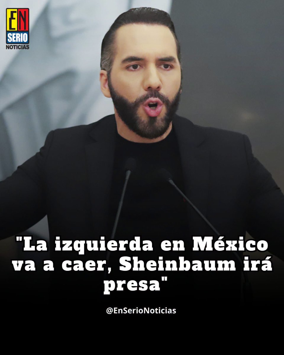 VigiaCiudadano7's tweet photo. 🚨 BUKELE HACE POLÉMICAS DECLARACIONES SOBRE EL FUTURO POLÍTICO DE MÉXICO

El presidente de El Salvador, Nayib Bukele, realizó declaraciones sobre el panorama político de México, al afirmar que la izquierda perderá el poder y que la presidenta Claudia Sheinbaum enfrentará consecuencias legales al término de su mandato.

Las declaraciones del mandatario salvadoreño generaron diversas reacciones en redes sociales y reavivaron el debate sobre la relación entre ambos gobiernos, así como las diferencias que han manifestado en temas de política y seguridad. Se trata de afirmaciones realizadas por Bukele que han sido ampliamente comentadas en el ámbito público.