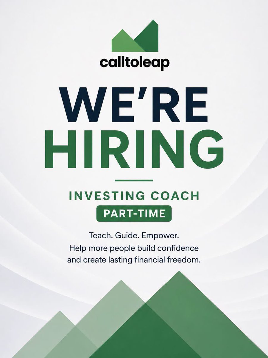 PrivateDmSteve's tweet photo. ⭐️ We’re hiring a Part-Time Investing Coach at Call to Leap!

This role is for someone who genuinely enjoys helping others learn, grow, and take action with their money.

This could be a great fit if you:
• Have investing experience
• Can explain complex topics in a simple way https://t.co/MnonwoxRb6