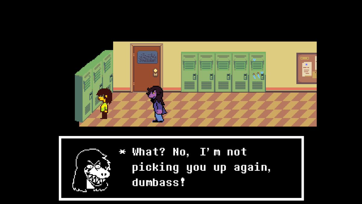 raphtism's tweet photo. #deltaruneSpoilers Susie was finally gonna apologize for bullying kris but they had to get all gay about it😭😭 https://t.co/rfE2JEC4Qi
