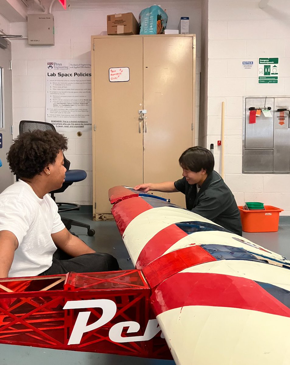 PennAiR26's tweet photo. Today, our members assembled our 2025 competition aircraft, Equinox, to showcase it to Penn staff. It was a great opportunity to share the hard work and engineering behind the aircraft with members of our university community.

#AerospaceEngineering #STEM #UPenn #AirplaneDisplay https://t.co/TqoSI9uPuO