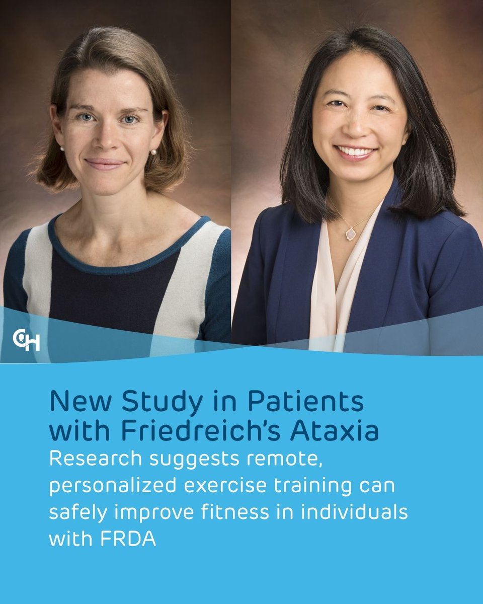 ChildrensPhila's tweet photo. Our researchers found that a structured, home-based exercise program can safely improve cardiorespiratory fitness in people with Friedreich’s ataxia (FRDA) in 12 weeks, especially when paired with a supplement designed to support cellular energy. More: https://t.co/Ue9aPKh3xe. https://t.co/FwkPTYSAWh