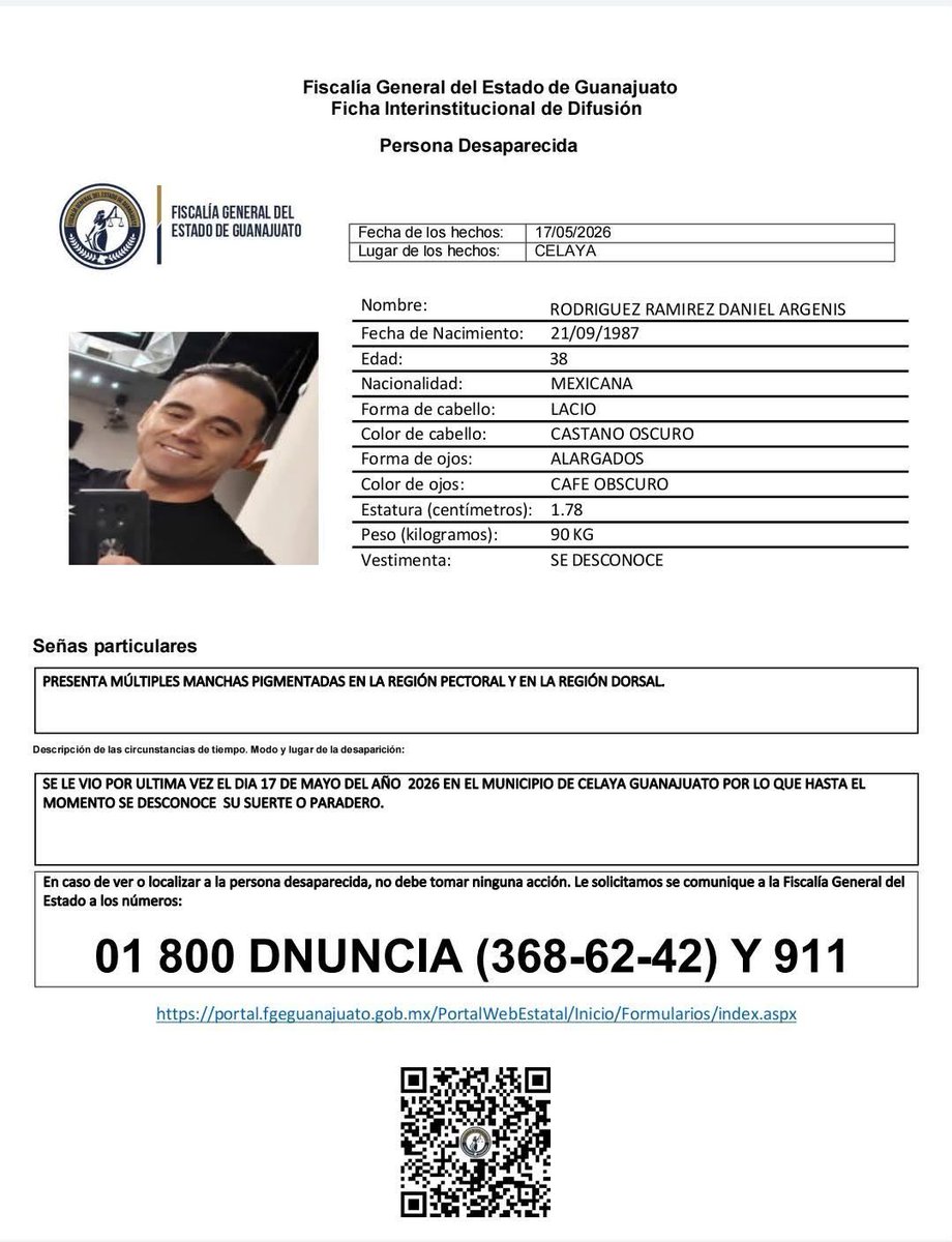 universalqro's tweet photo. #FotoNota| Buscan a Daniel Argenis Rodríguez Ramírez, de 38 años, visto por última vez el 17 de mayo en Celaya, Guanajuato.🔎📣🚨

https://t.co/Vn9ECqjfYV https://t.co/MRcKPsnkev