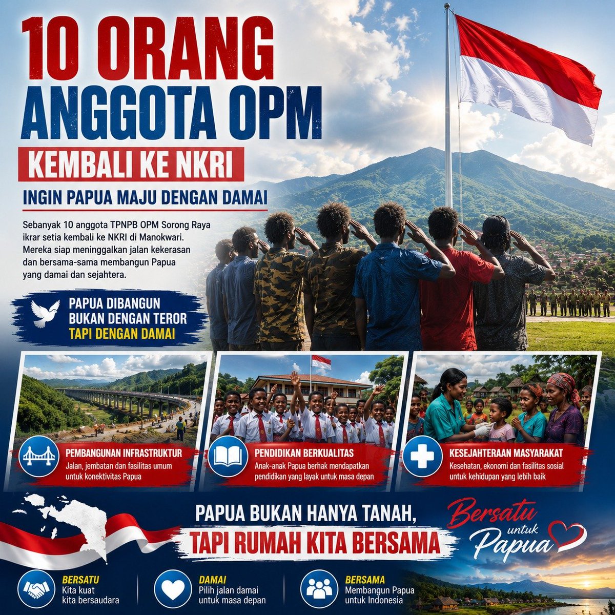 lestari22dewd's tweet photo. Papua adalah rumah kita bersama, wujudkan Papua Maju dan Damai untuk kesejahteraan semua https://t.co/DQWTFwGaAr