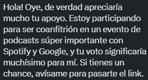 JaimeCCS's tweet photo. 🚨TENGA MUCHO CUIDADO🚨

Están llegando DM con un patrón muy similar y al parecer es de cuentas que se han robado, por lo regular de arrobas que normalmente sigues e interactúas frecuentemente con ellos. 

Sucede lo siguiente: 

Desde hace una semana comencé a recibir DM de cuentas amigas exactamente con el mismo mensaje (Imagen # 1) posterior a eso viene otra imagen con la página de una supuesta votación (Imagen # 2).

Aquí está el truco y el robo de cuenta. En la imagen # 2 aparece un enlace, el mismo que borré para que no estén tentados a entrar, y al darle clic te pide que entres con tu cuenta de #X. Hasta ahí llegó tu cuenta, te la han robado. En ese momento cambian contraseña y no puedes hacer NADA. 

NUNCA DEN SUS CREDENCIALES DE NINGUNA RED SOCIAL.

La cuenta de @jorge_suarez así fue robada y no ha podido hacer nada para recuperarla. Inclusive cambiaron su contenido.
