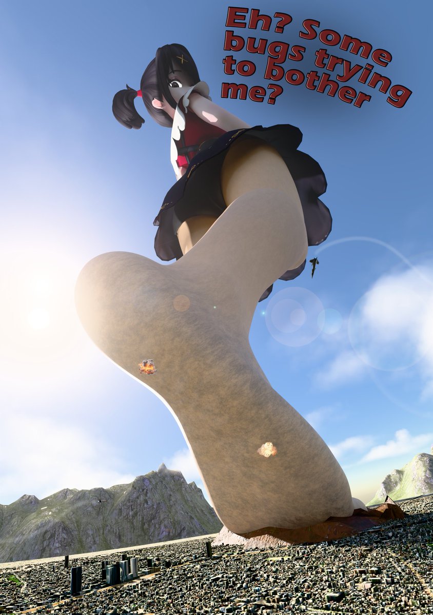 TicklinPickle3's tweet photo. The Military has no chance against a goddess sized Ame-Chan who's taking a mere stroll through the town. https://t.co/jCfliPr00n