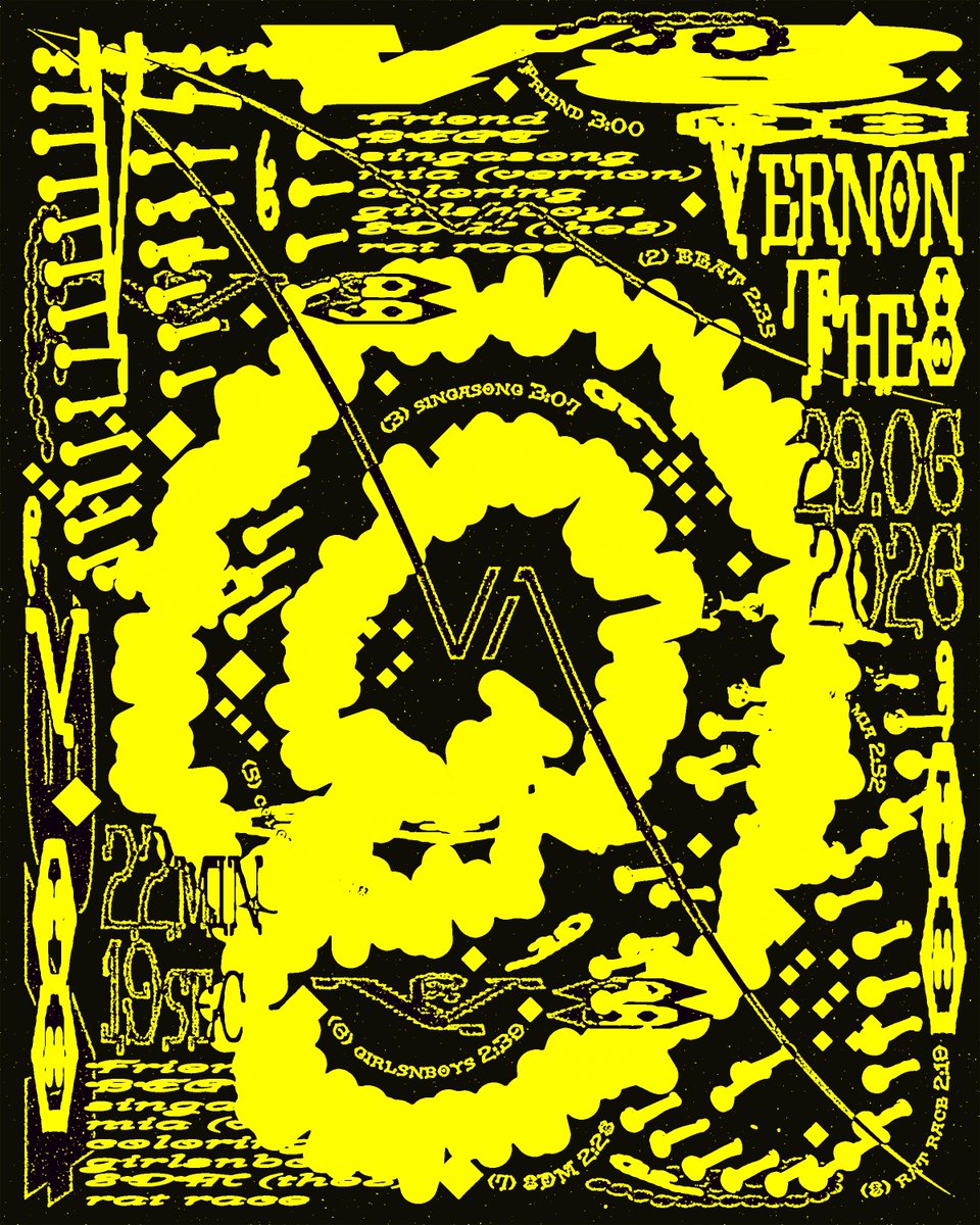phrawgcraft's tweet photo. V8 
a poster inspired by the album from vernon &amp; the8 #design https://t.co/Wbes23FJiZ